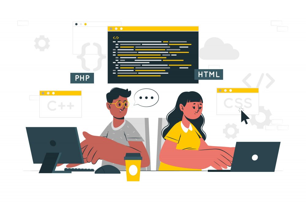 What To Look For In A WordPress Developer In The Philippines Male And Female Web Developer Working On Code
