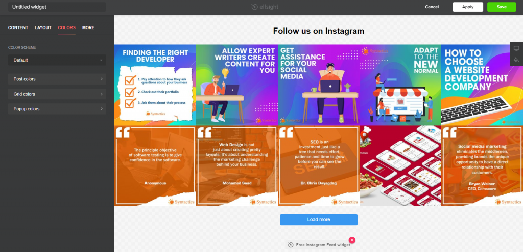 Add an Instagram Feed Edit Widget Colors