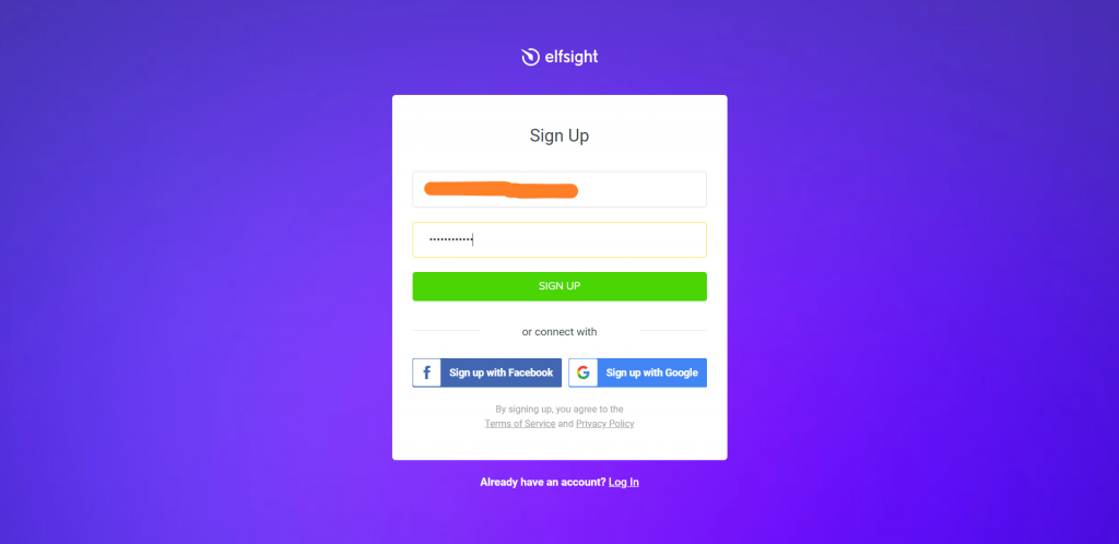 Add an Instagram Feed Sign Up for Elfsight Account