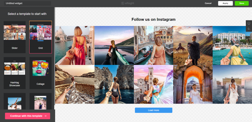 Add an Instagram Feed Select Preferred Template