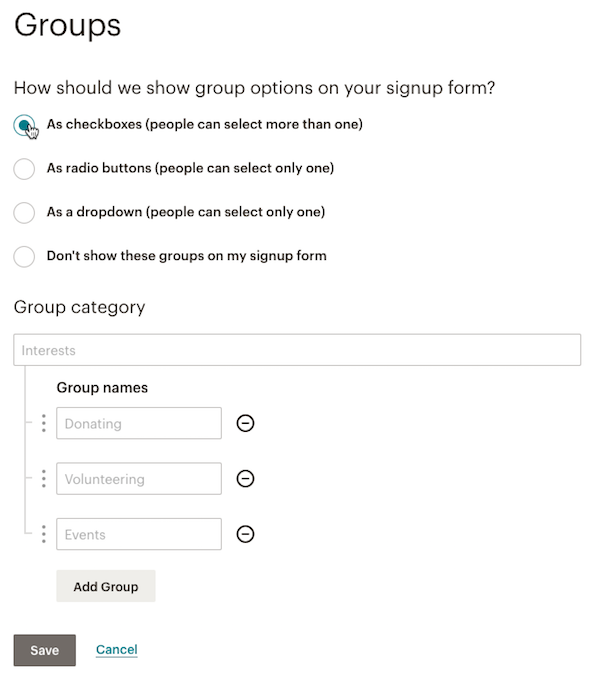 How To Integrate A Mailing List With WordPress Create A Group In Mailchimp