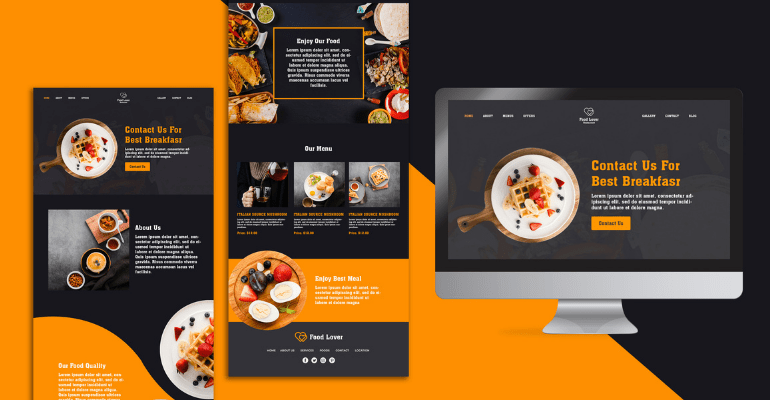 Modern Template For WordPress Website For Restaurant Business