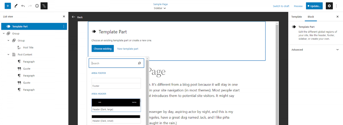 Full Site Editing In WordPress Custom Header
