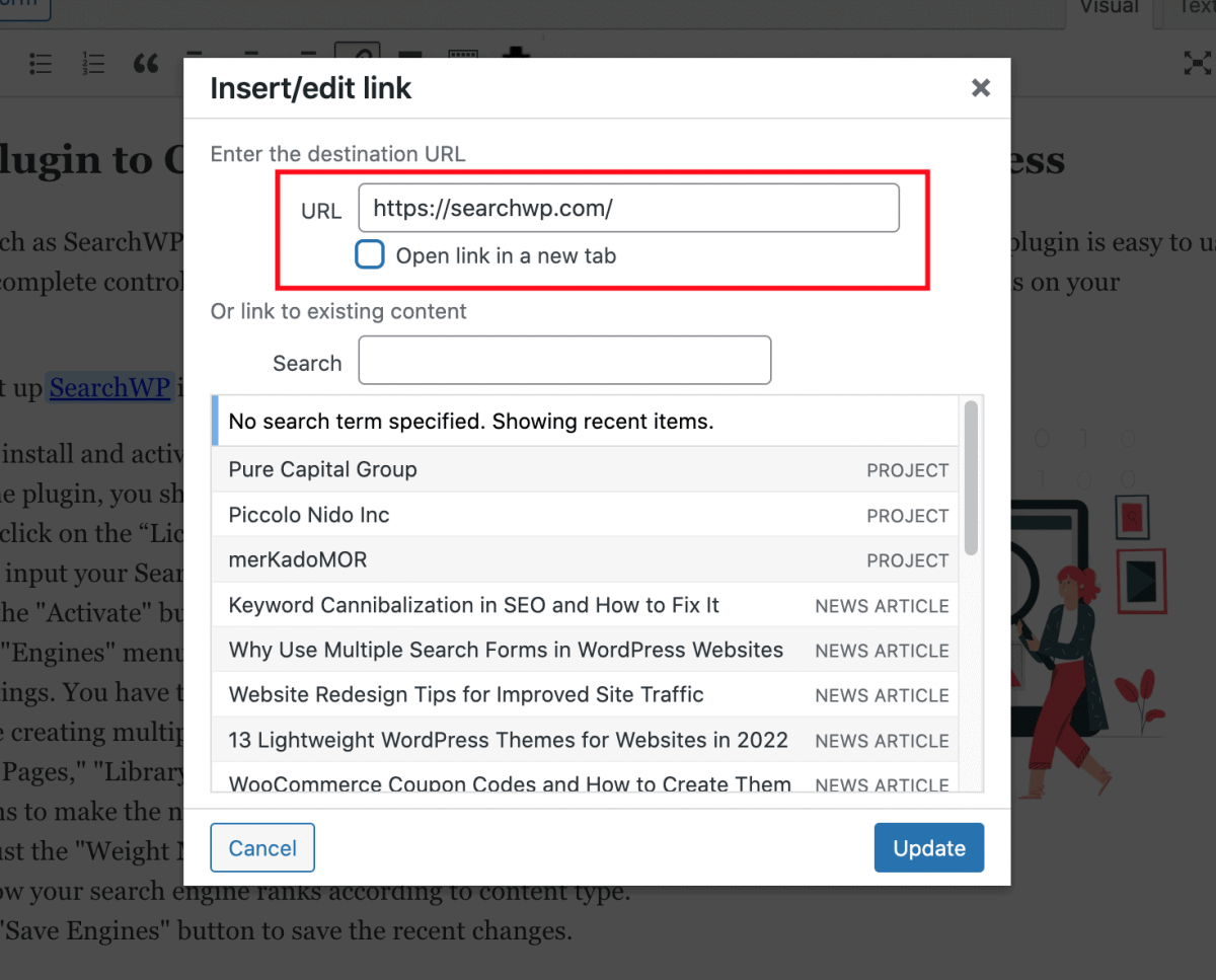 Noopener WordPress URL And Checkbox Unticked