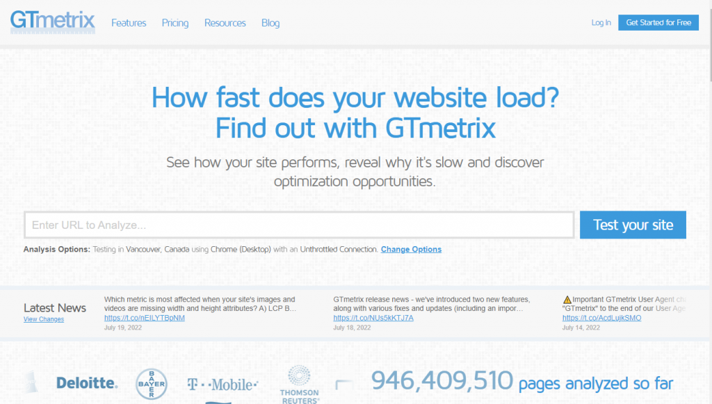 WordPress Blog Tools - GTmetrix