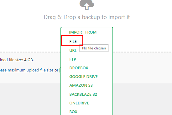 Drag & Drop a Backup to Import from File